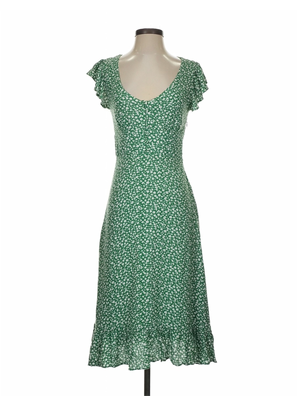 Banana Republic Green Ditsy Floral Ecovero Lenzing Midi Dress